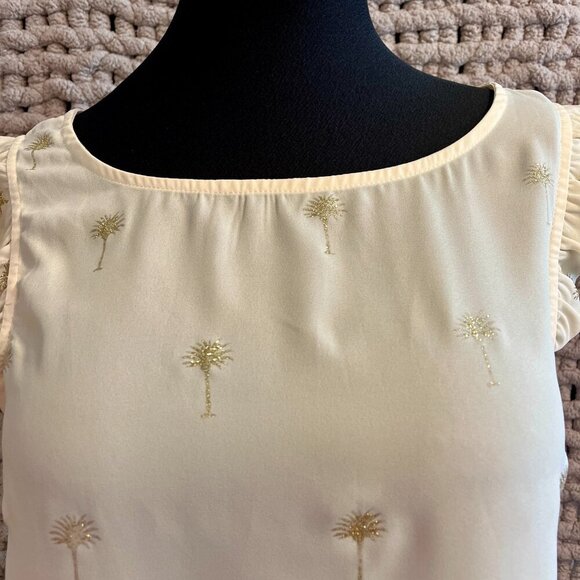 WESTMOON Cream Cap Sleeve Blouse Size Medium - Picture 3 of 11